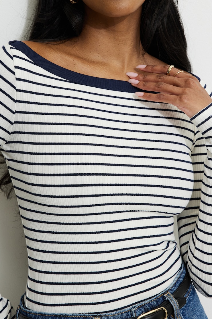 Ribbed Long Sleeve T Shirt