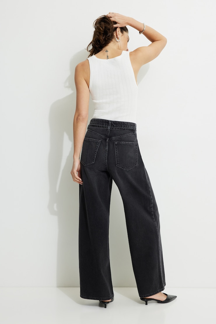 Baggy Drawstring Jeans Medium Dark Black / Castle Rock large