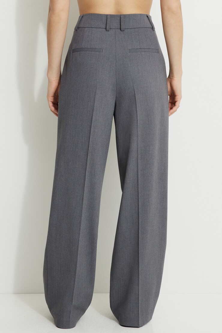 Sofia Pleated Straight Leg Pants Med Grey Melange large