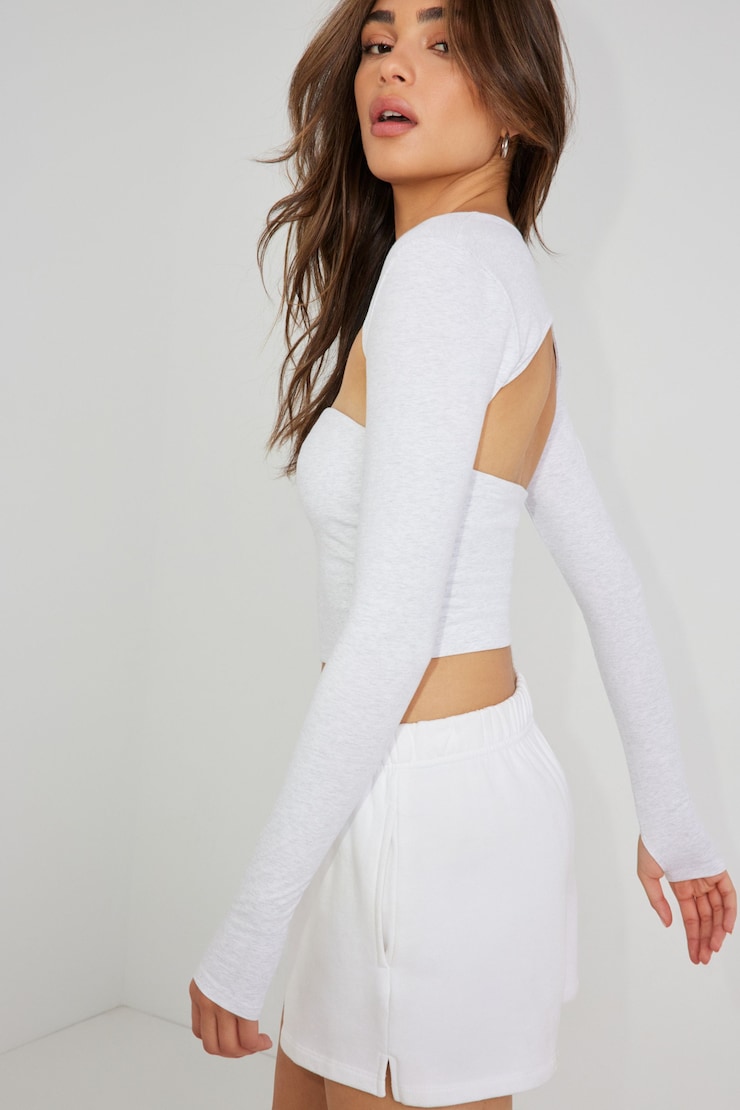 Long Sleeve Shrug Set, Spring Grey Mix, large