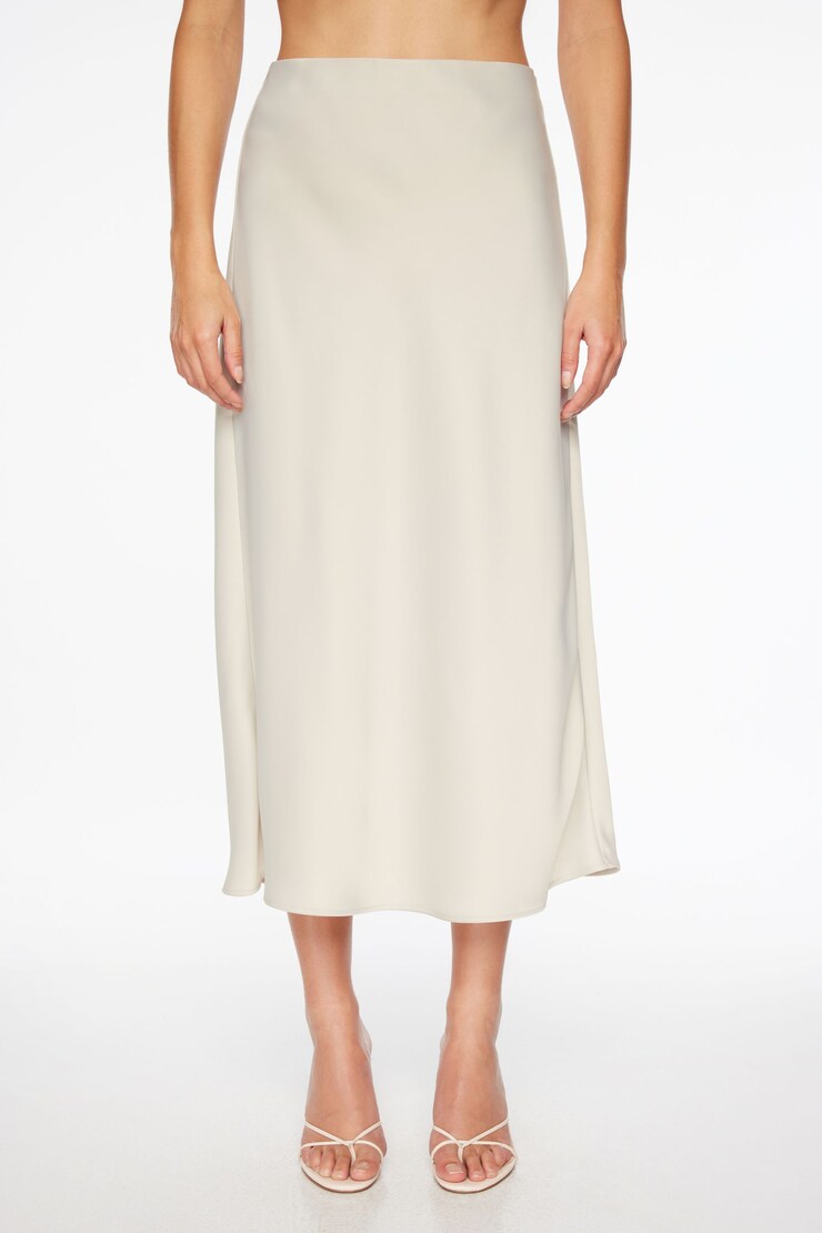 Melody Satin Slip Midi Skirt Pebble Gray  large