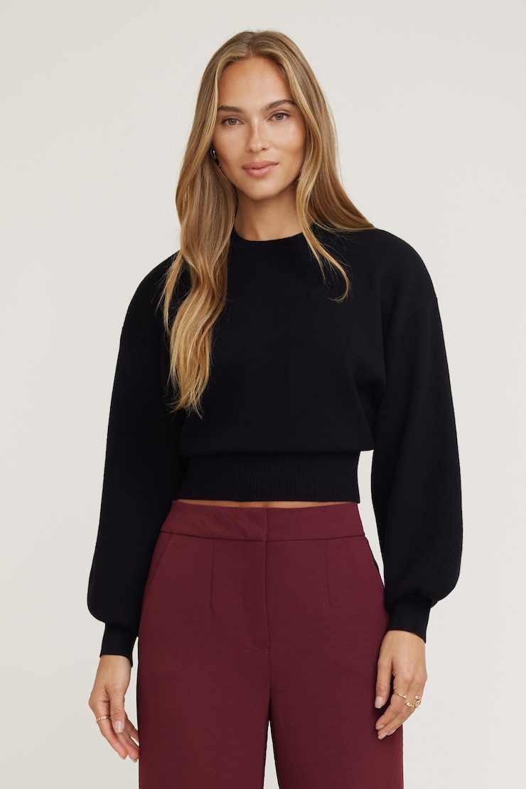 Balloon Sleeve Sweater Jet Black large