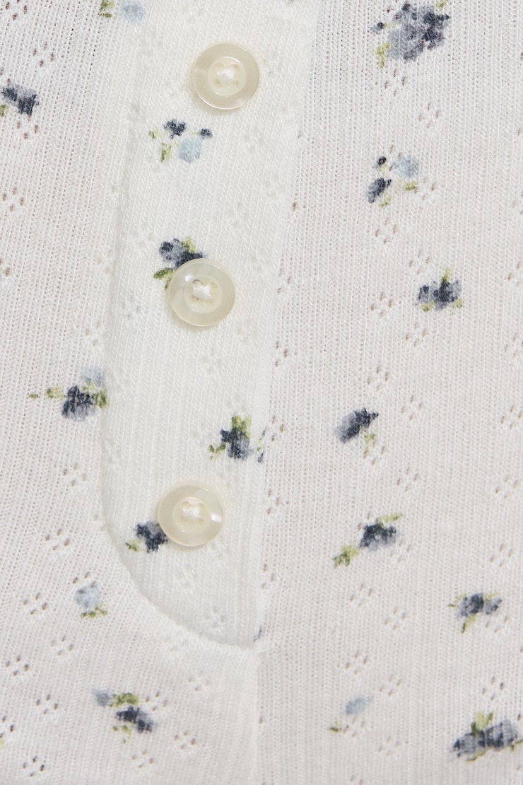 Tiny Pointelle Lettuce Edge Shorts, Scattered Blue Floral, large