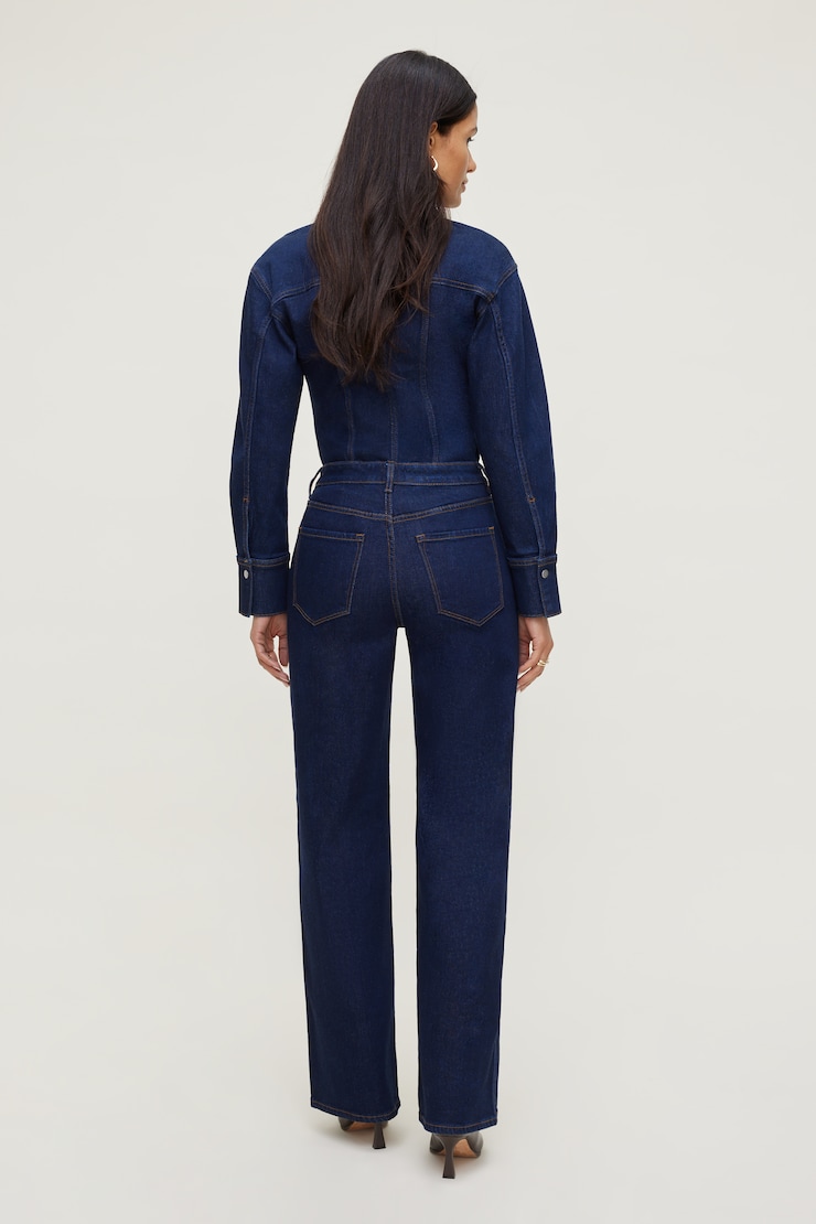 Heidi Stretch High Rise Wide Leg Jeans Dark Indigo / Indigo Rinse large