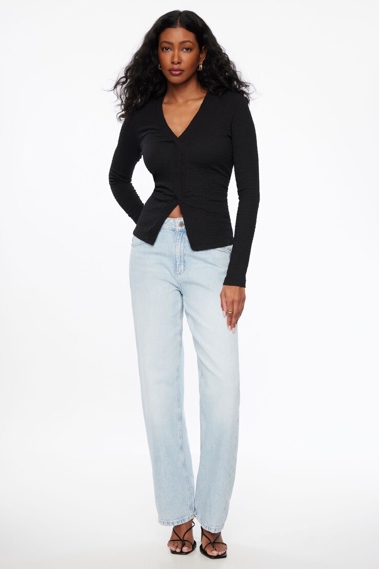 Textured Fly Away Top Jet Black large