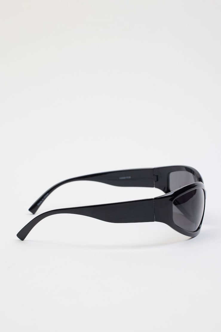 Wrap '90s Sunglasses, Jet Black, large
