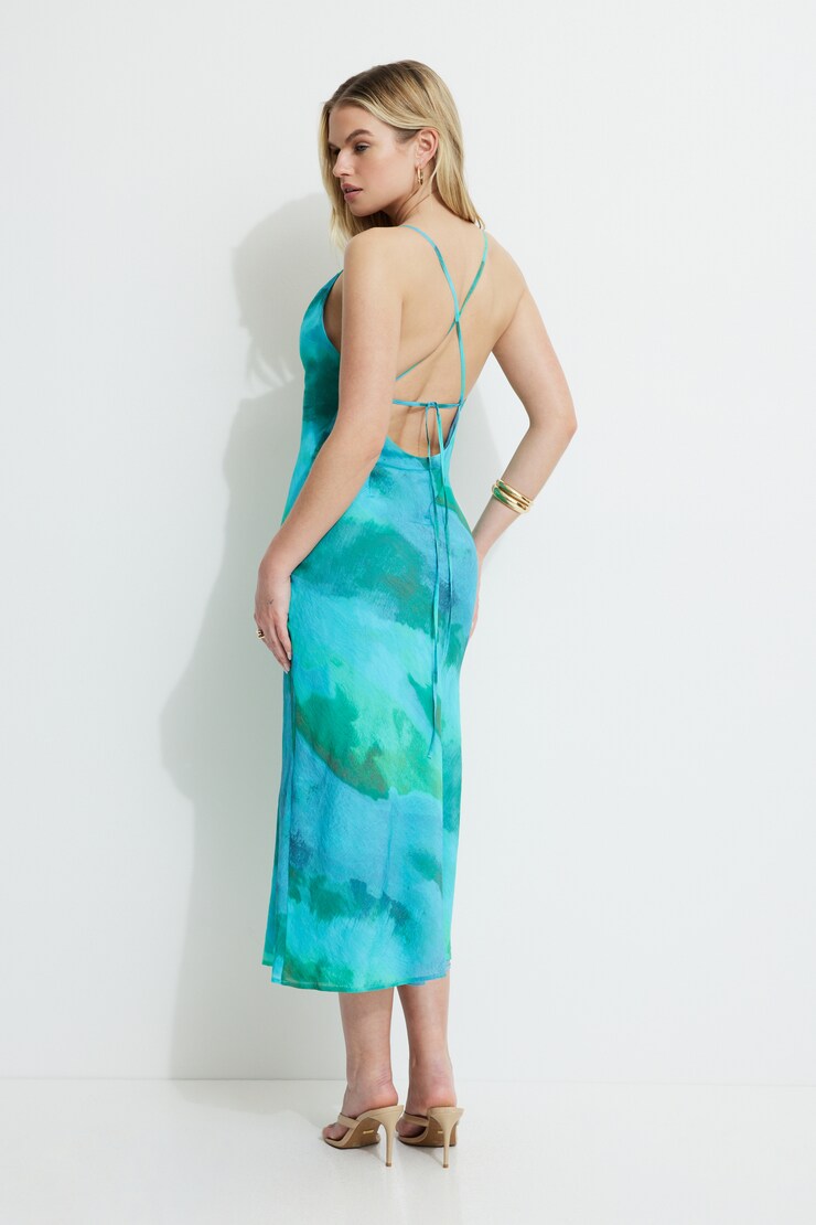 Open Back Maxi Dress Blue Wave large
