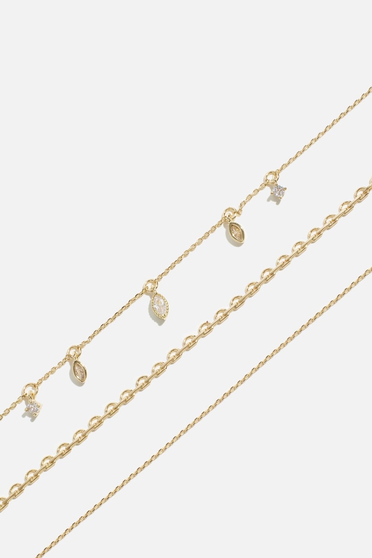 3-Pack Marquise & Delicate Necklaces Clear/Gold large
