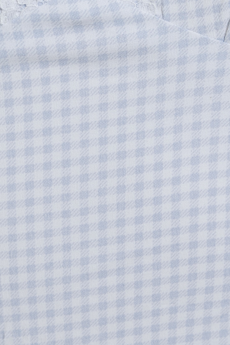 V Neck Halter Flare Dress, Blue Gingham, large