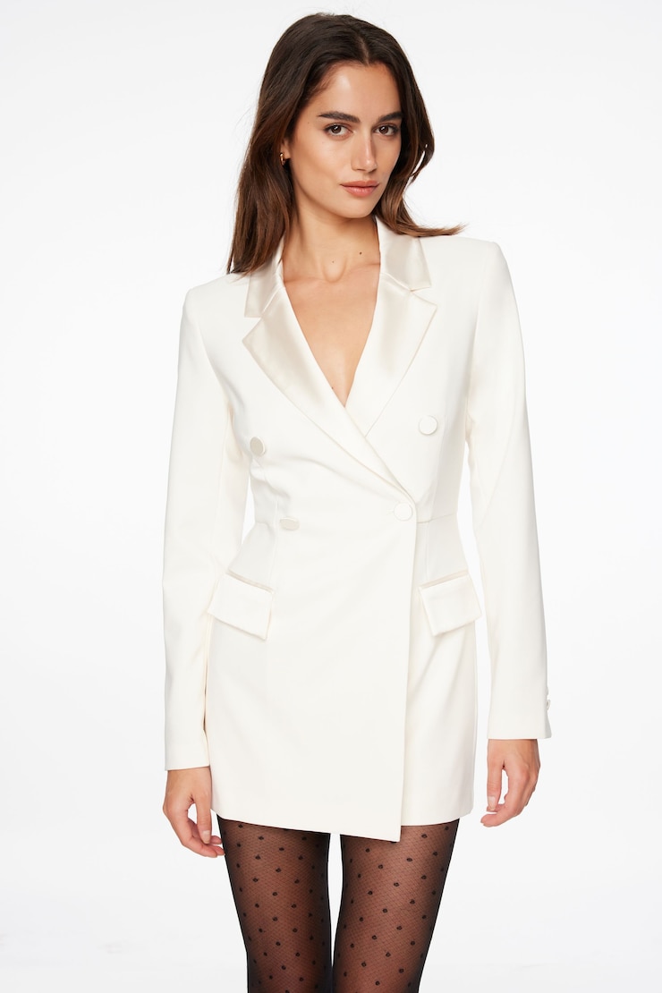 Lydie Tuxedo Blazer Romper | Dynamite