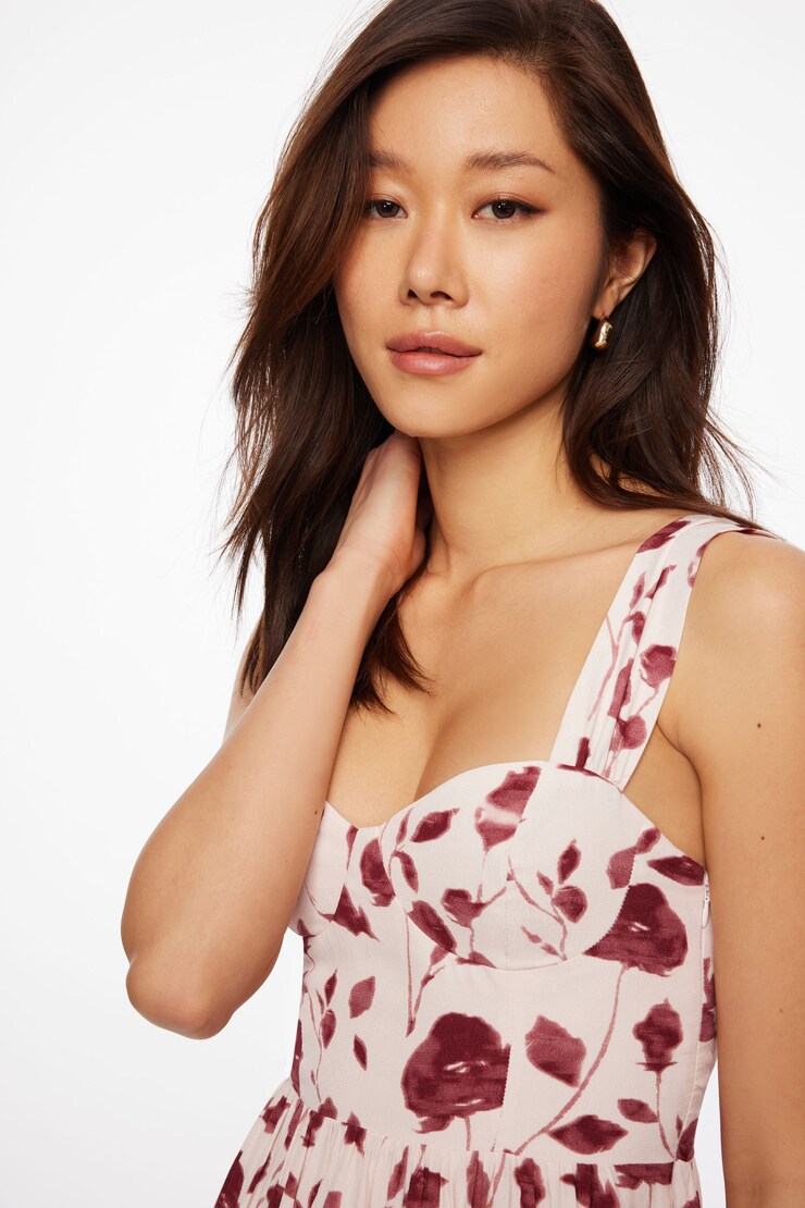Jasmine Flare Mini Dress Red Wine Floral large
