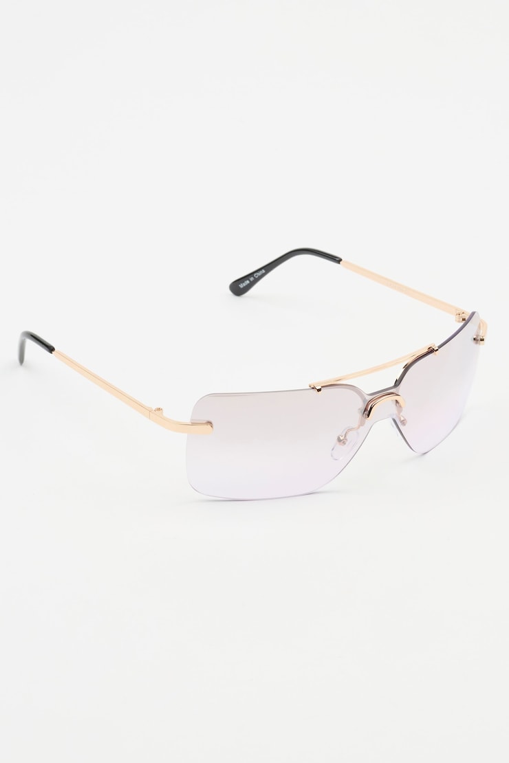 Shield Lens Sunglasses, Purple/Gold, large