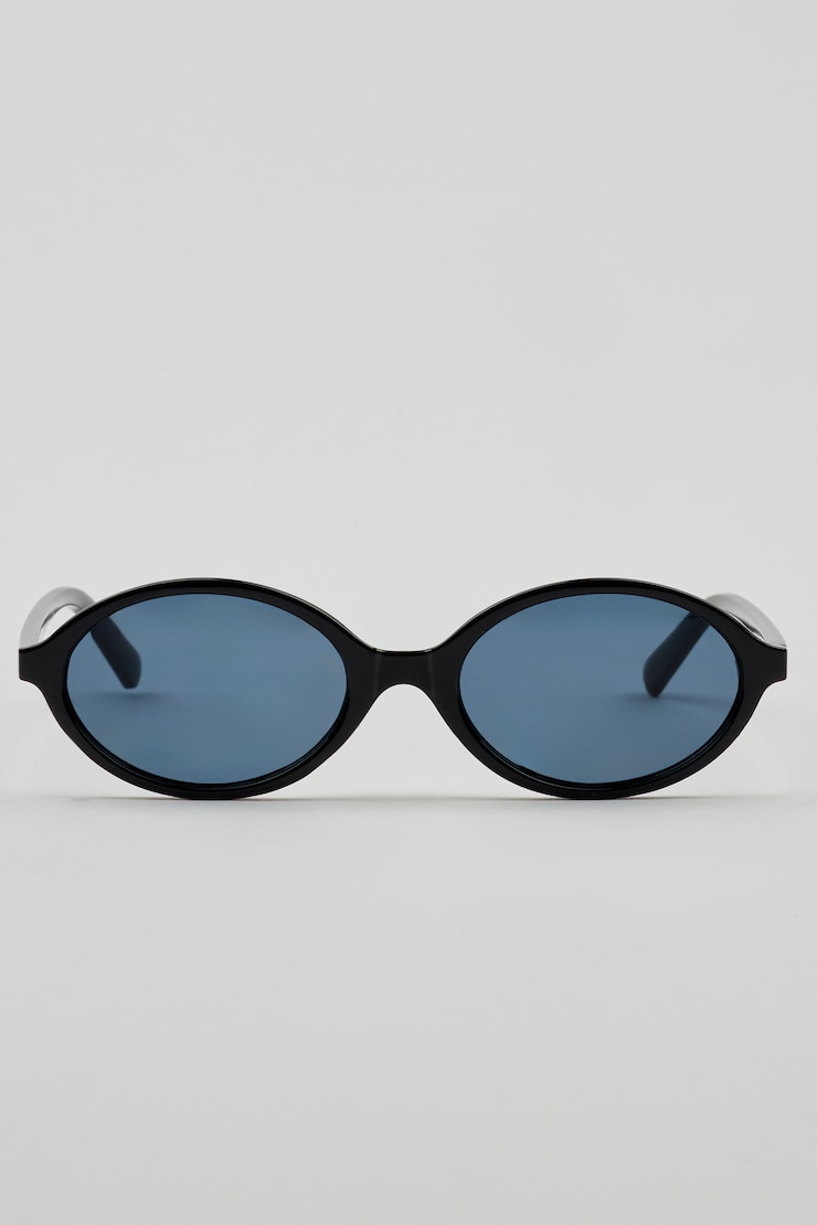 Slim Oval Sunnies, Black/Smoke, large