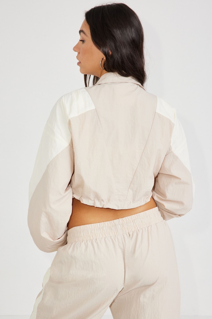 Cropped Windbreaker Jacket, Pebble Grey, large