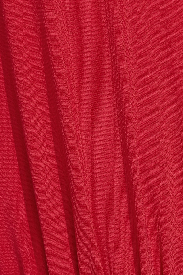Deep Plunge Pleated Bodysuit, Jester Red, large