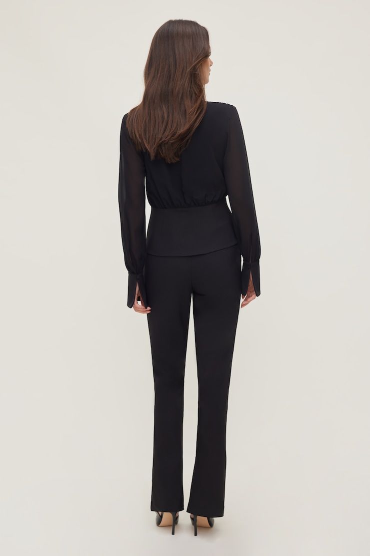 Sheer Wrap Blouse Jet Black large