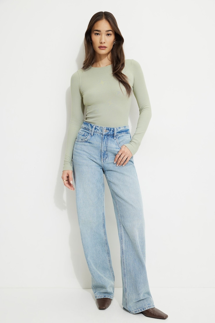 Tedi Ribbed Long Sleeve T Shirt Iceberg Green large