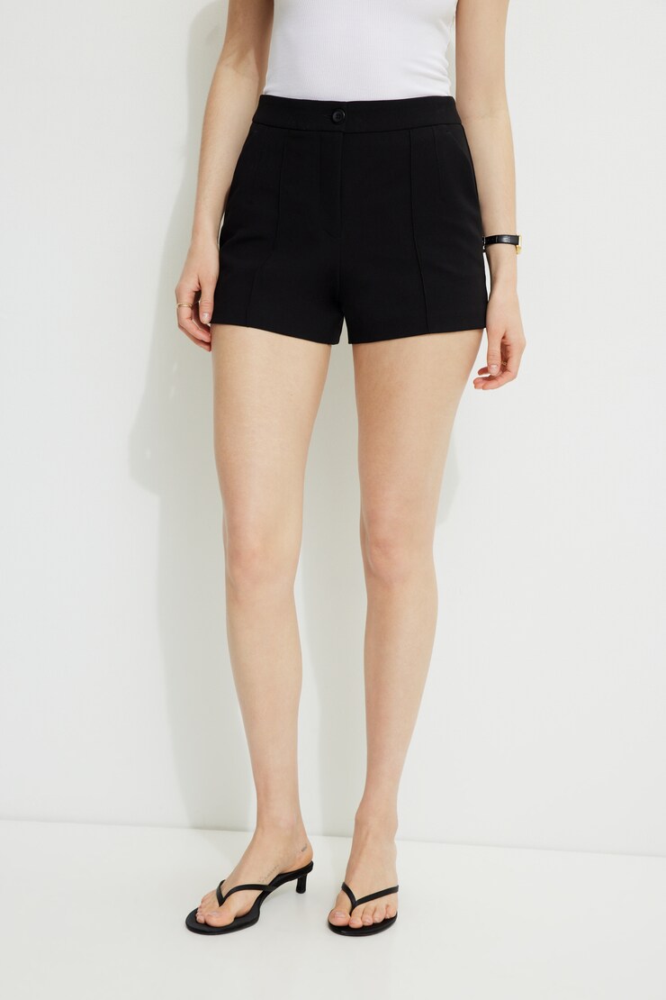 High-Rise Pintuck Shorts Jet Black large