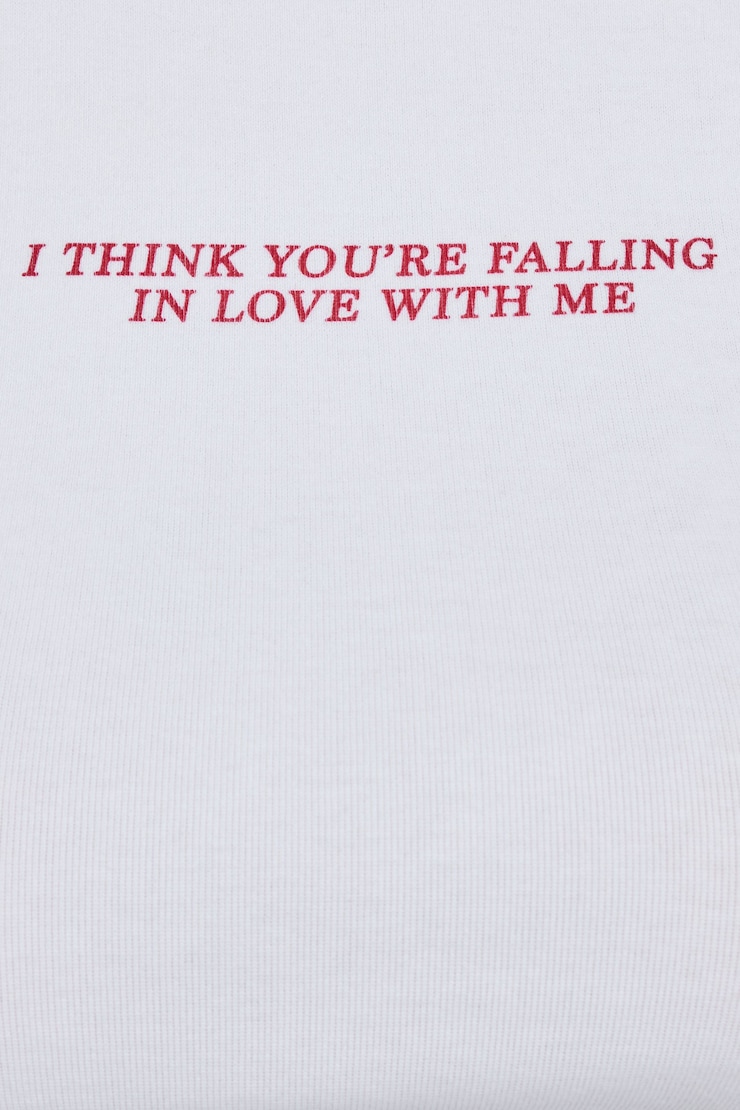 Stormi Tee, Bright White with "Falling In Love" Art, large
