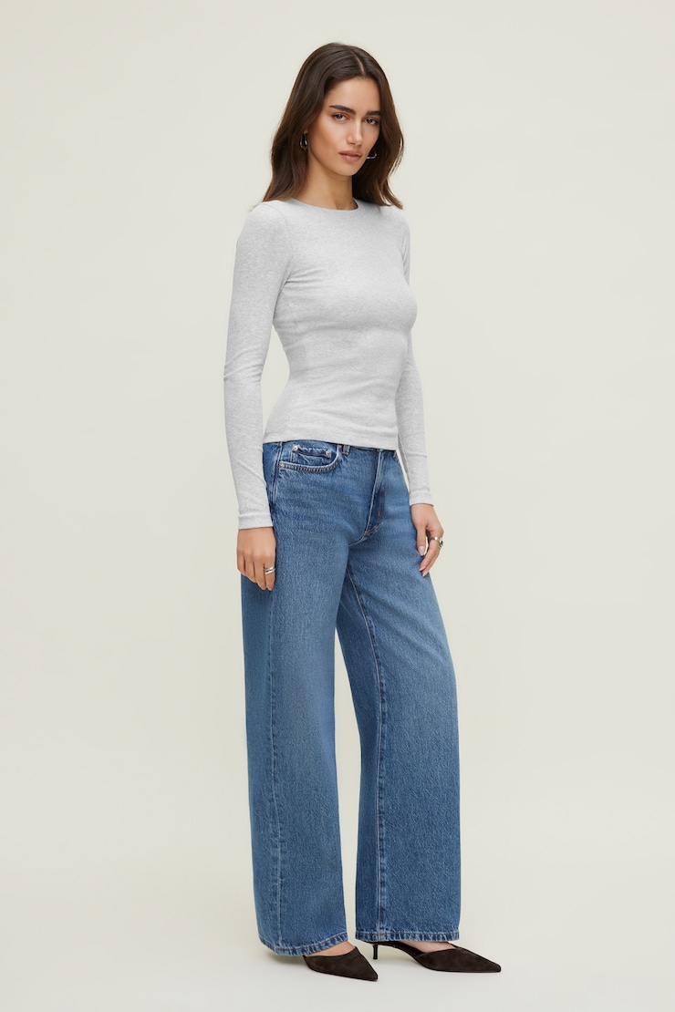 Tedi Ribbed Long Sleeve T Shirt Snowy Gray large