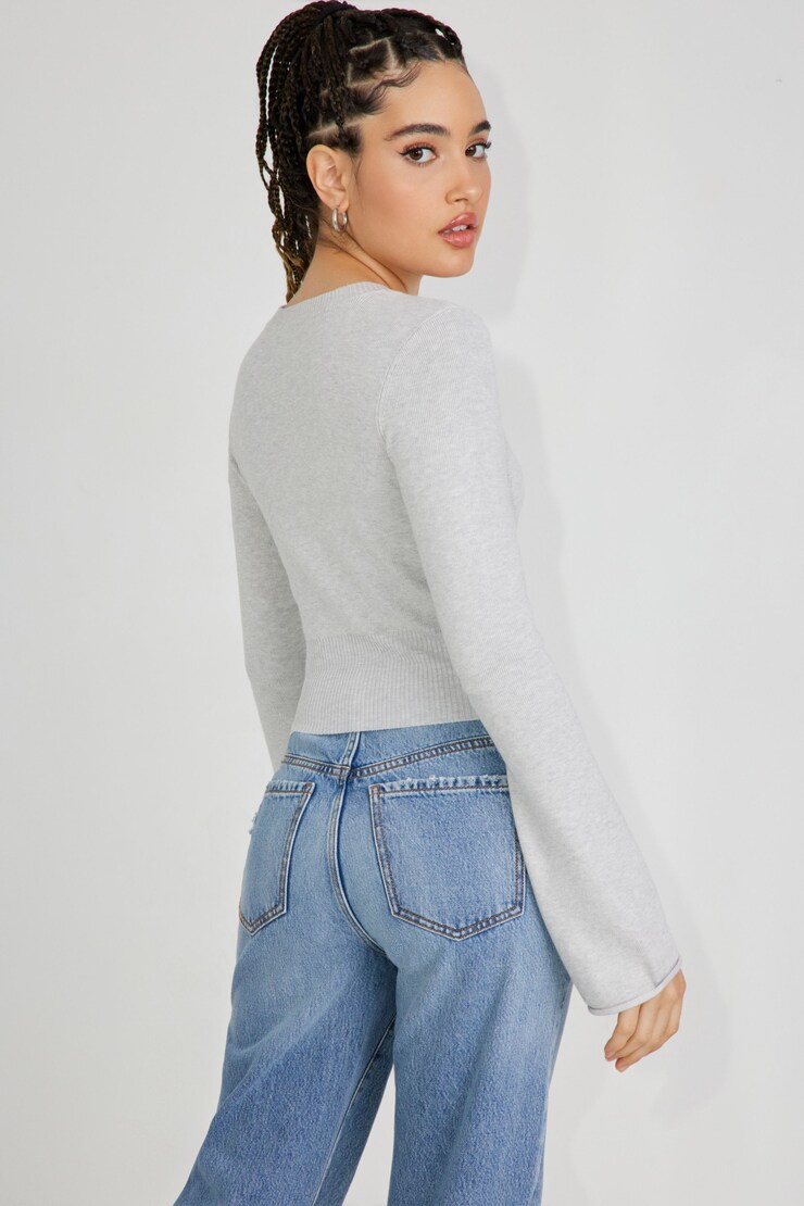 Ivy High Long Sleeve Top, Spring Grey Mix, large