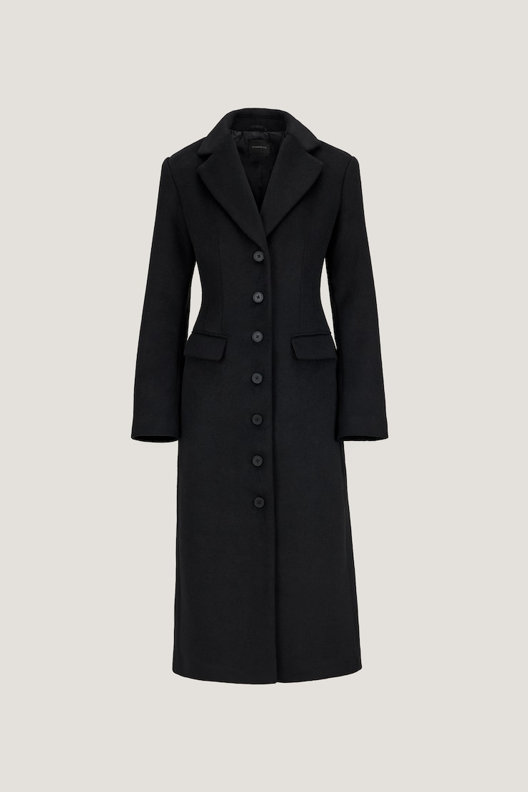 Cinched Wool Coat Black | Dynamite