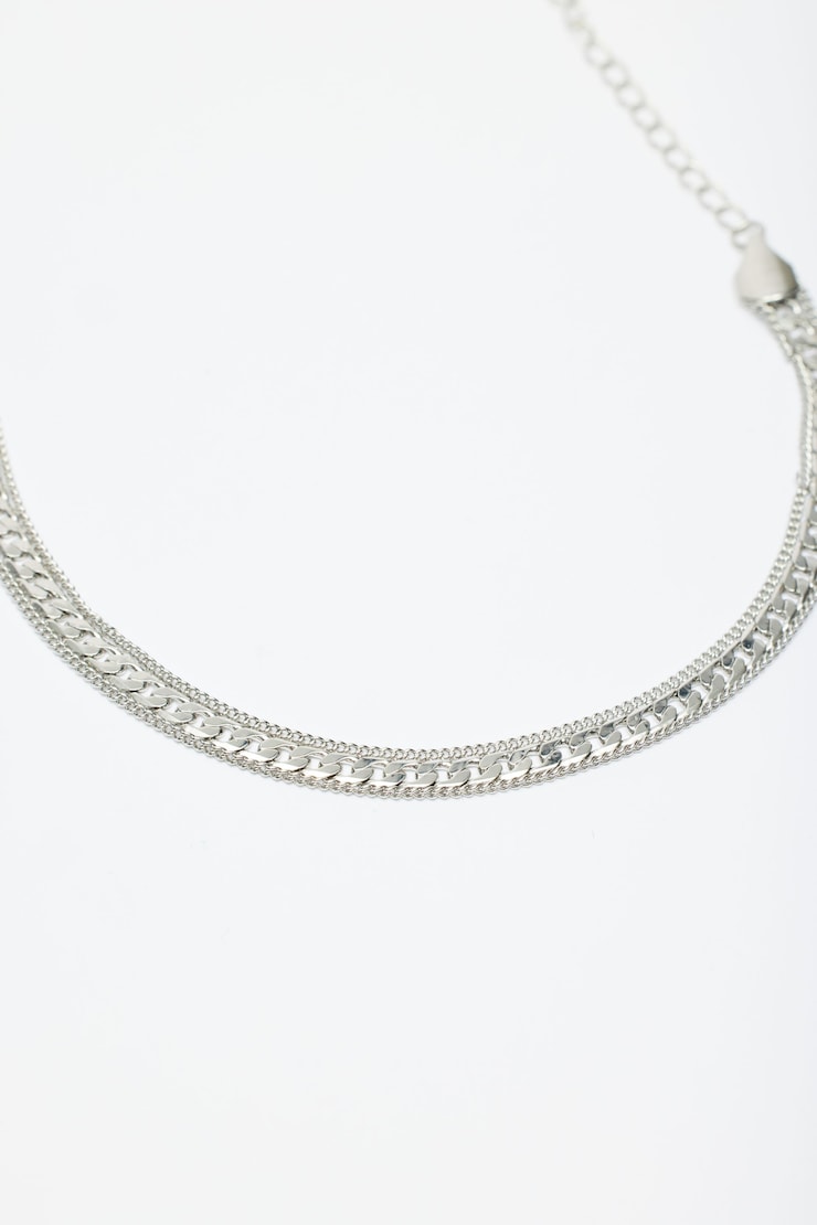 Layered Curb Chain Anklet Silver large