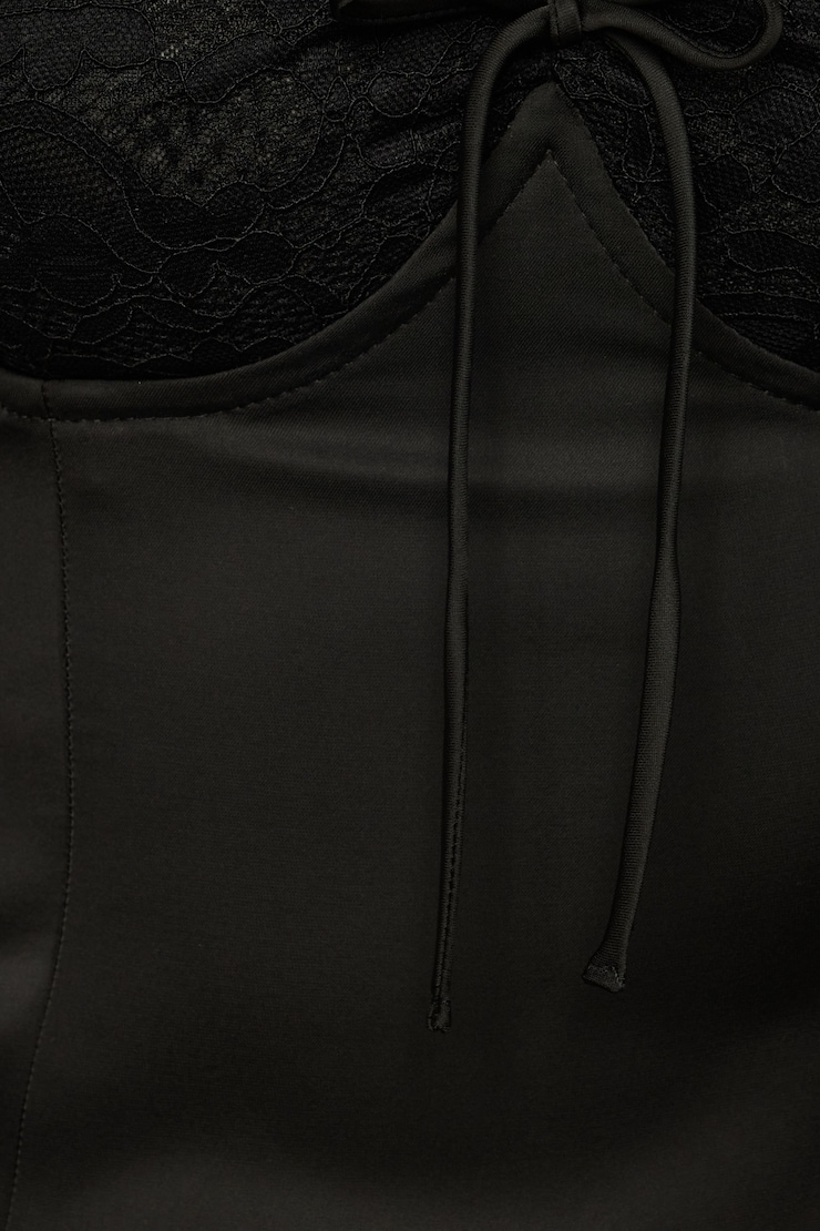 Marine Lace Satin Bustier Jet Black large