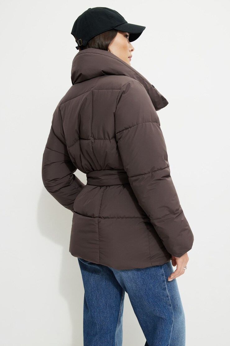 Belted Midi Puffer Jacket Java large