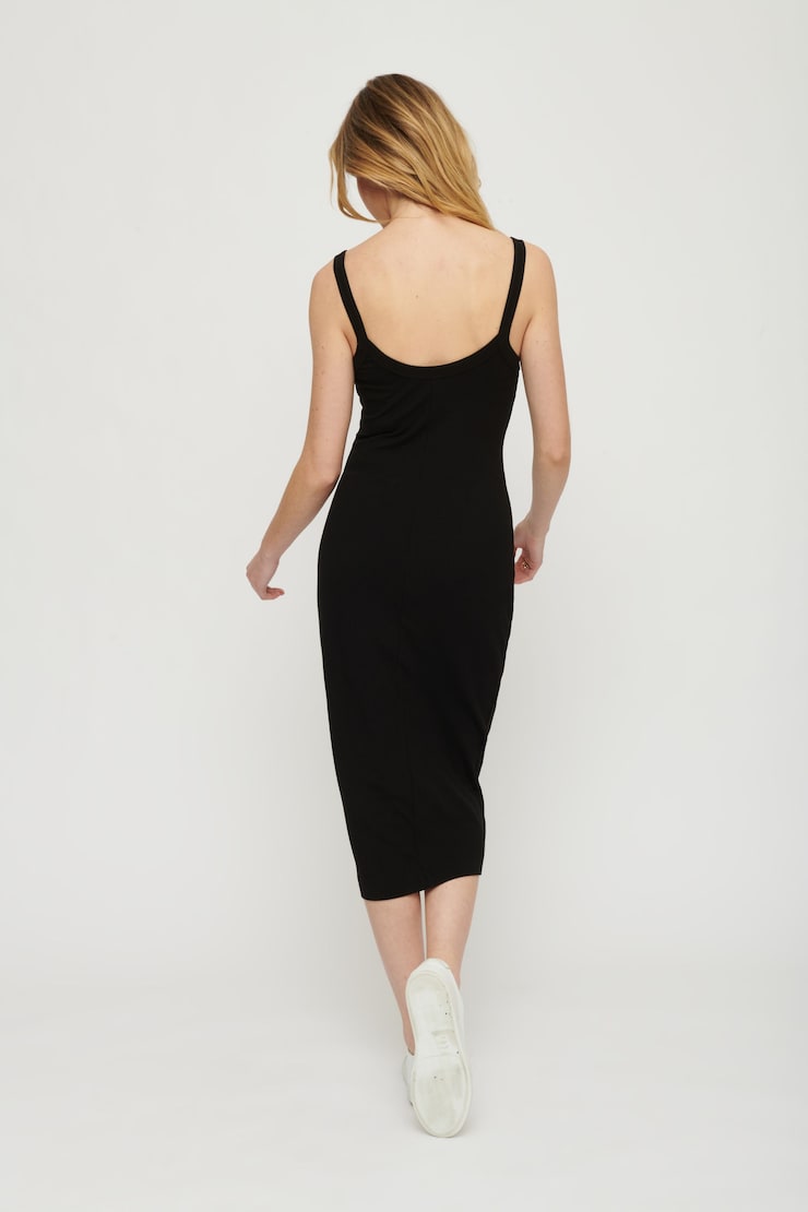 Nova Ribbed Midi Dress Jet Black large