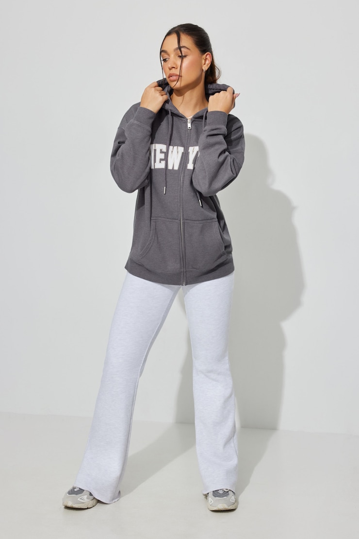 Oversized Hoodie Zippie, Forged Iron Grey with "New York" Art, large