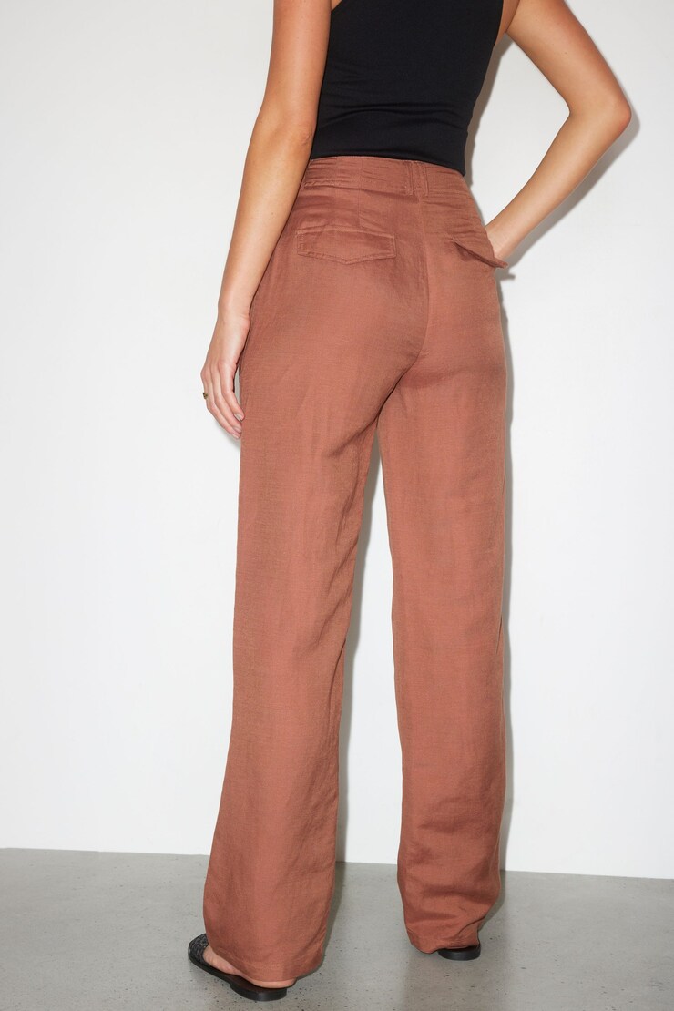 Crawford Linen Straight Pants Carob Brown large