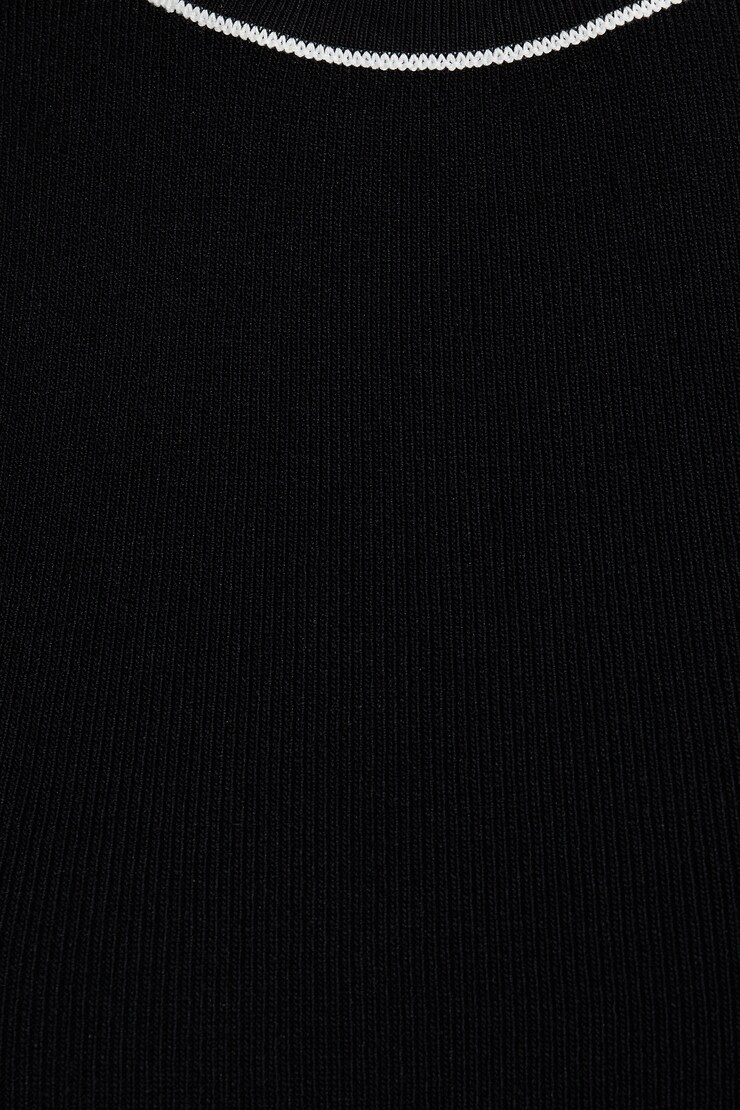 Stretch Rib Rolled Hem Tank Jet Black/Snow White Stripes large