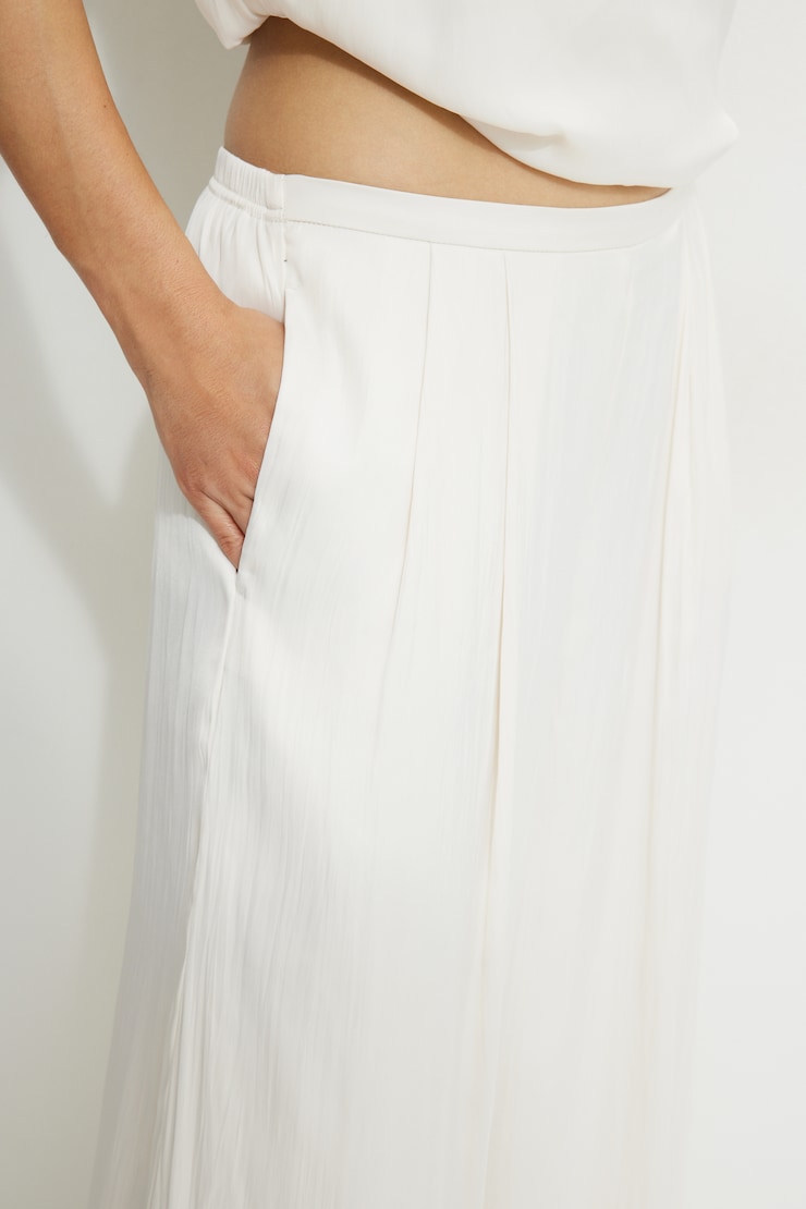 Crinkle Satin Wide Leg Pants Sea Salt Off White large