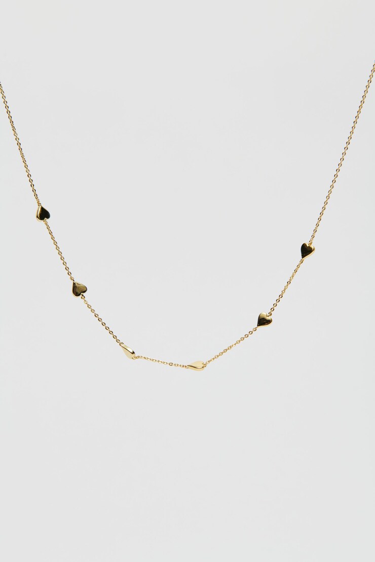 14K Gold Plated Mini Heart Necklace Shiny Light Gold large
