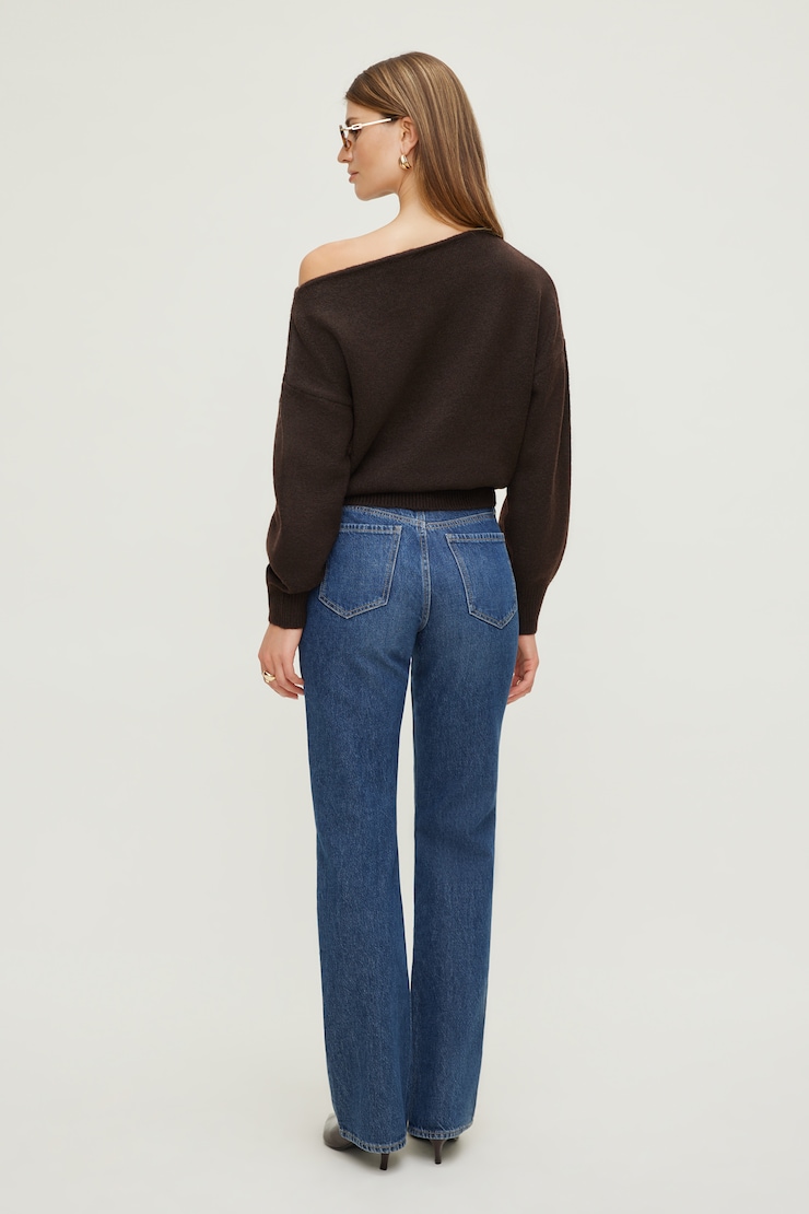 Lola Off Shoulder Sweater Java Brown large