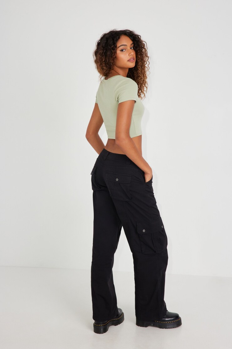 Chicago Low Rise Cargo Pant, Jet Black, large