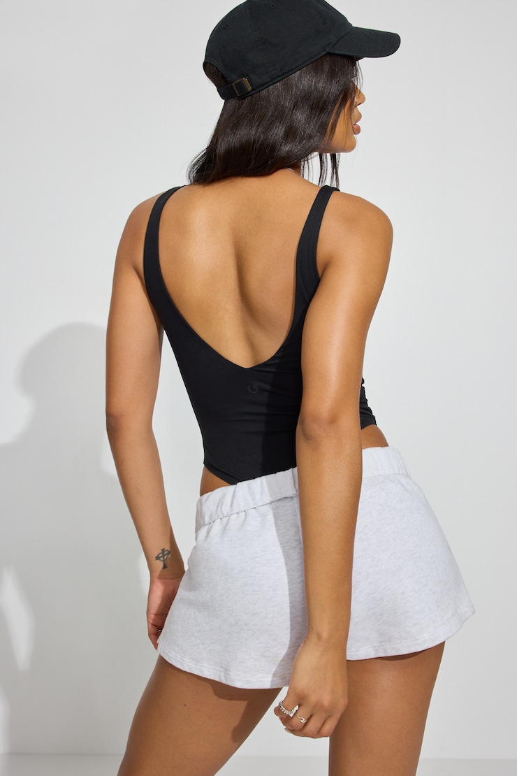 Active V-Back Bodysuit, Jet Black, large
