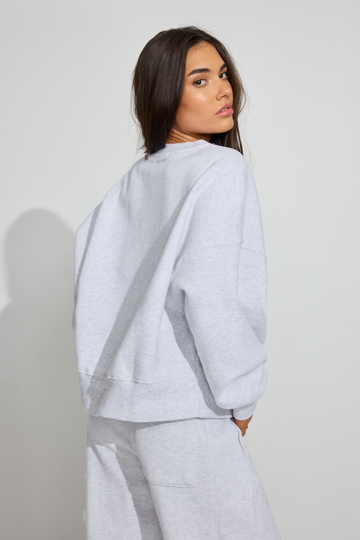 SoftTerry Bubble Crewneck Sweatshirt, Spring Grey Mix, large