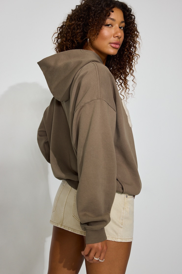 UltraFleece Hoodie, Wild Mushroom Brown with Chenille "Garage" Varsity Logo , large