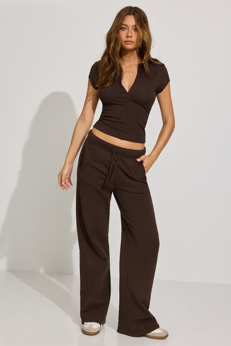 Estelle Henley T Shirt, Armadillo Brown, large