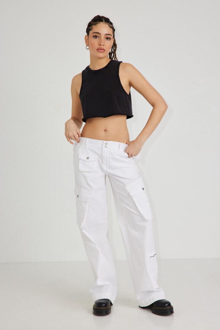 Rowan Wide Leg Cargo Pant, Bright White, large