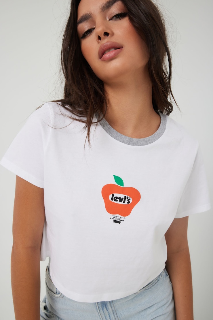 LEVI'S Cropped Jordie T-Shirt, Starstruck Heather, large
