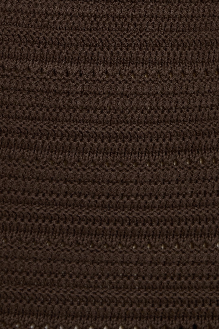 Crochet Halter Mini Dress, Armadillo Brown, large