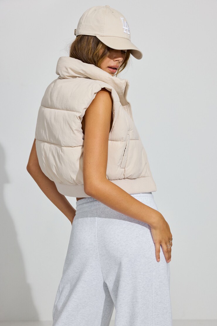 Mini Puff Vest, Pebble Grey, large