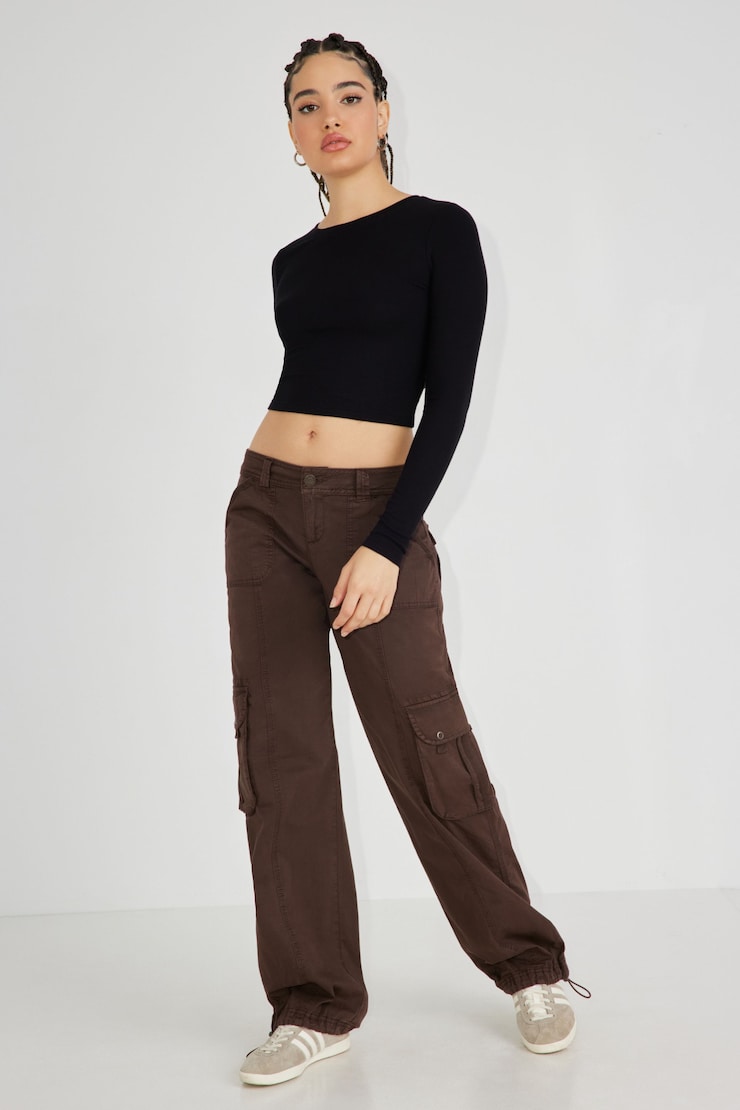 Ellis Slouchy Pant, Dark Toffee Brown, large
