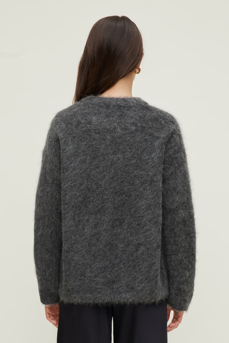 Premium Mohair Wide Sleeve Sweater Graphite Grey Melange large
