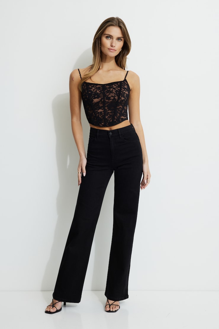 Lace Bustier Top Jet Black large