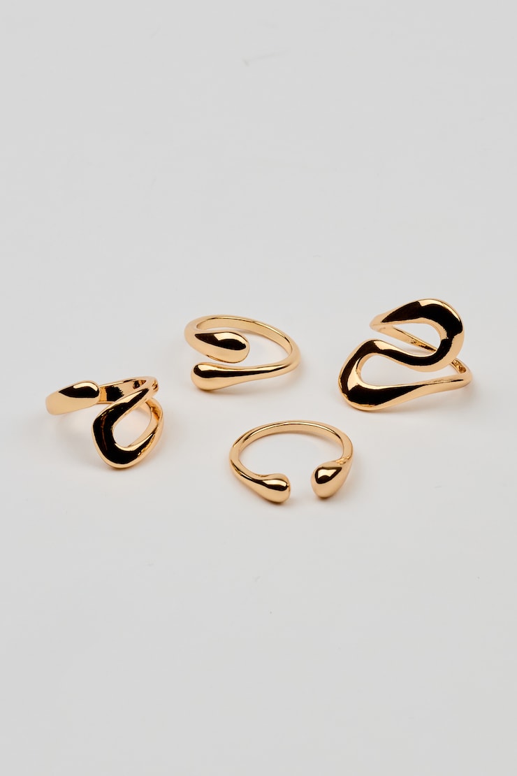 Set of 4 Open S Rings, Gold, large