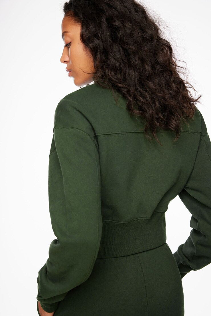 Cropped Zip Up Sweatshirt Mountain View Green large